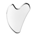 Silver Gua Sha tool on a white background